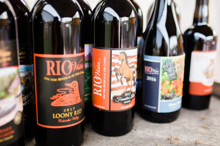 Rio Vista wine bottles and wine tasting selection Lake Chelan